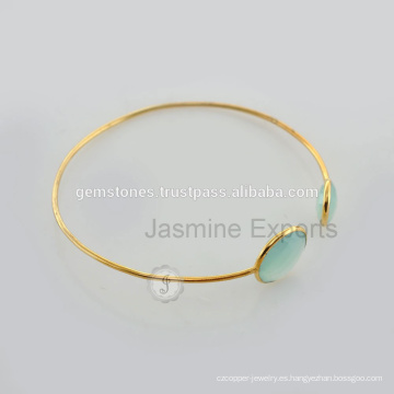 Diseñador Vermeil Oro Chalcedony Gemstone encanto encantador brazalete para las mujeres
